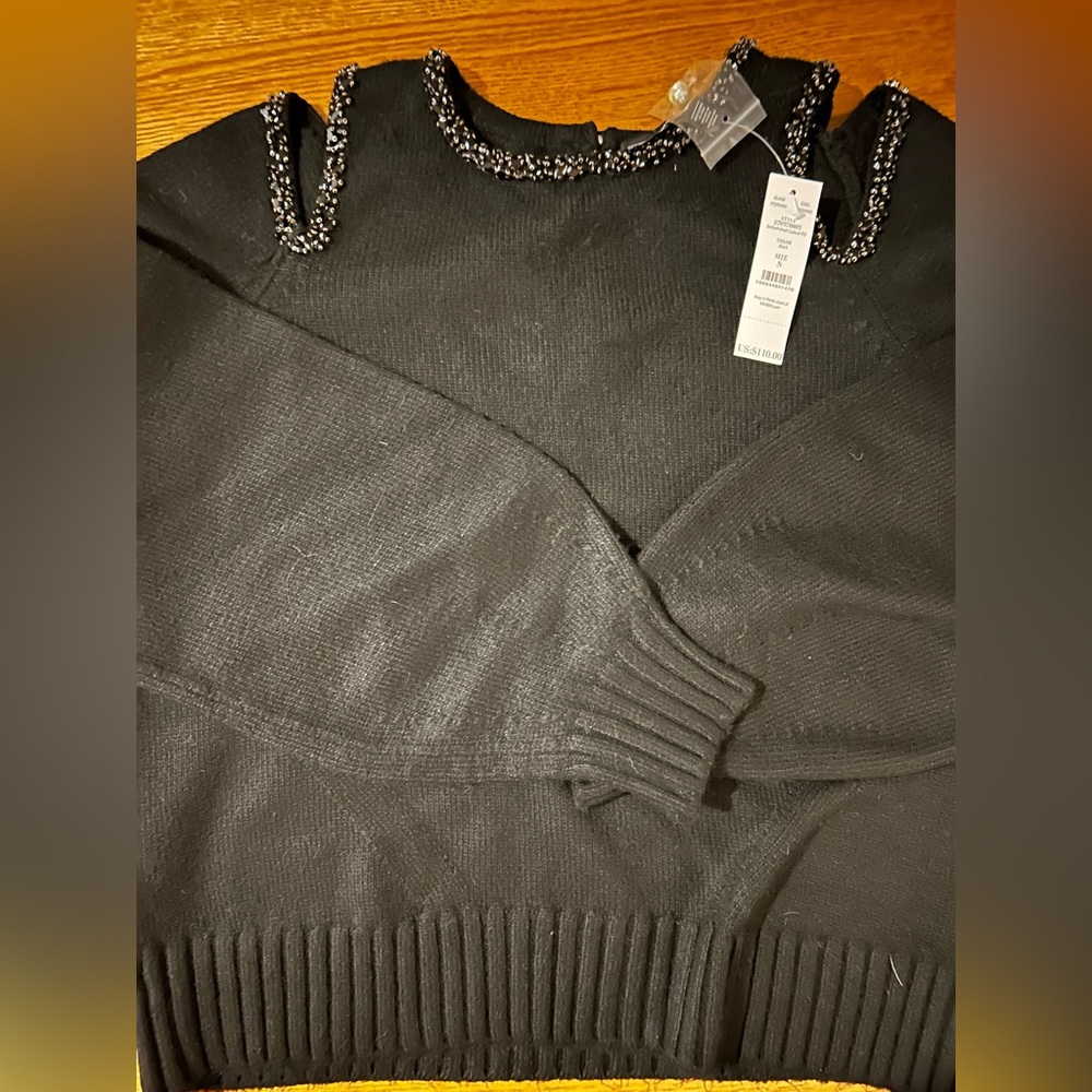 1 day left! NWT White House Black Market embellished cutout sweater, size S